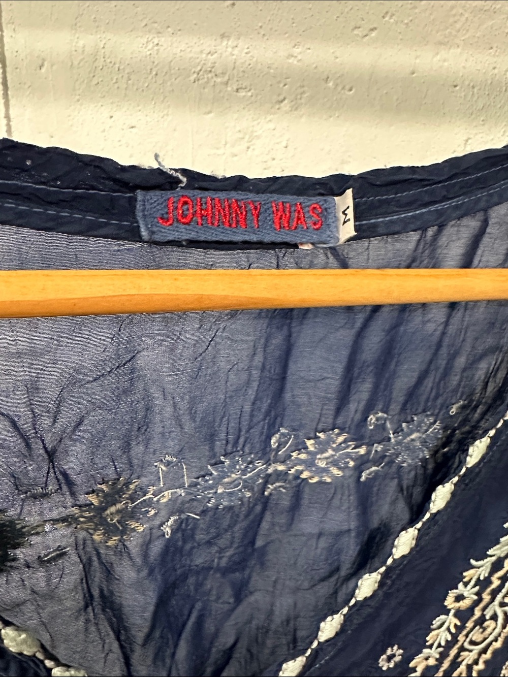 Johnny was embroidered blue long sleeve top shirt tunic - Picture 2 of 5